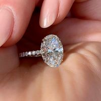 Stor oval cut zircon ring micro asfalterad cz 925 ring för kvinnor smycken silver kvinnliga ringar bröllop