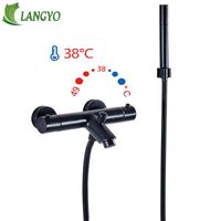 Black Thermostatic Shower Faucets Bathroom Mixer And Cold Mixing Valve Bathtub Faucet Sets