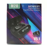 M28 TWS Bluetooth fone de ouvido sem fio fones de ouvido estéreo esporte de jogos de jogo toque toque mini fones de ouvido à prova d'água com exposição LED M10 M11 M18 M19