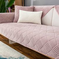 Velours doux épaississant courte peluche sofa couverture de couverture de canapé de couleur solide pour le coin de la salle de séjour 211207