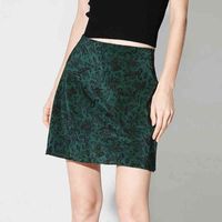 Vintage Women Floral Print Mini Spódnica Slip Mini Spódnica S Spódnica w Dark Green 210513