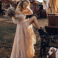 Romântico Country Western Wedding Vestidos Lace Boho vestidos de noiva de manga longa Gypsy Striking Hippie Estilo Uma linha Abiti da SPOS