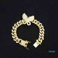 Jóias moda embutida pulseira inteligente borboleta grande cuba incrustado pulseira de diamante