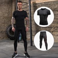 Mannen Tracksuits Pro Running Fitness Movement Speed ​​Dry Suit + Broek met korte mouwen Gym Kleding