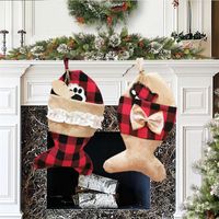Yaratıcı Noel Baba Şeker Çorap Noel Arifesi Apple Çorap Keten Kırmızı Kafes Çorap Çocuk Hediye Çantası Aile Parti Malzemeleri 4 Stilleri