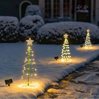 Christmas Decorations Solar Metal LED Tree Decoration Light Easy Installation 3.8 Feet Tall For 2022 Year Home Garden Party