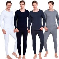 Men's Thermal Underwear Men Cotton Long 2021 Leggings Tights Shirt Autumn Winter Mens O-Neck Male Tops+Bottoms 2 Pieces Set