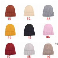 Örme yün kap kış sıcak şapka gelgit ve kadife kalın sıcak şapka katı renk erkek ve kadın kap parti şapkaları malzemeleri ZA11