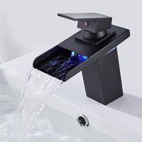 Smart LED Temperature Control Color Waterfall Faucet Sink Black Bathtub And Cold Water Mixer Basin Wash Basin1