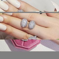 Earrings & Necklace 2pcs Pack Silver Color Bride Jewelry Set Engagement Ring Round Stud Earring For Wedding Gift J6305