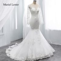 Other Wedding Dresses Muriel Lester Luxury 2021 Plus Size Lace Beading Bridal Gowns Long Sleeves Tulle Appliques Bride Dress H88