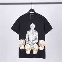 Hot Selling 2022 Trendy Men's Tide Brand Men's Ins Style Helmet 3d Printed Cotton T-shirt Loose Short Sleeve Fashion Casual Couple Top