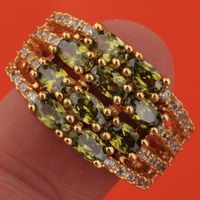 Wedding Rings Amazing Green Olive Peridot White Zircon Gold Filled Bands Jewelry Ring US# Size 6 / 7 8 9 S1832
