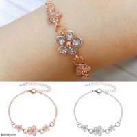 Pink Cherry Blossom Small Pure and Fresh Heartly Sweet Bracelet Cubic Crystal Adjustable the New Flower Bracelets