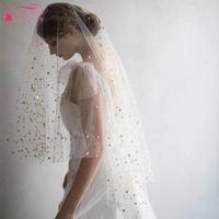 Bridal Veils Real Pos Wedding White Tulle With Gold Moon Stars Bride Veil Fast In STock DQG447