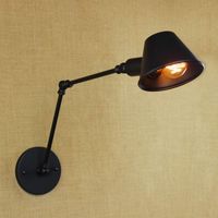 Wall Lamp Black Loft Retro Matte Iron Adjustable Swing Long Arm Reading Lights E27 / E26 Sconce For Living Room Bedside Bar Cafe