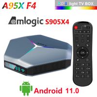 A95X F4 Android 11 TV Kutusu Amlogic S905X4 Dört Çekirdek 4G 32G 2.4G 5G WiFi Bluetooth 8K RGB LIGHT SMART TVBOX