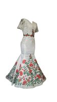 2022 Mexikanisches besticktes Hochzeitskleid mit kurzen Ärmeln V-Ausschnitt Applique Meerjungfrau-Partykleider für Braut Spezielle Anlässe Formale Kleider