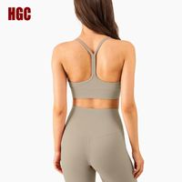 Yoga Outfit Sports Bra High Impact Padded Thin Shoulder Stra...