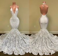 Sexy 2021 sereia vestidos de baile de baile halter lantejoulas lantejould appliqued vestido de noite encosto feita por ocasião especial