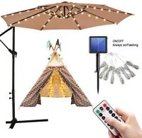 Strängar 104 lysdioder Solar paraply Fairy Light Outdoor Garden Parasol String Tent Camping Beach Decoration Färgglada fjärrkontroll