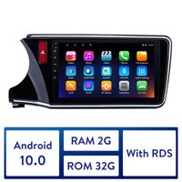 2DIN Android 10.0 Coche DVD GPS Radio Player Unidad para 2014-2017 Honda City Mano izquierda Mano Multimedia2GB