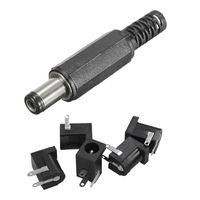 Smart Power Plugs 15 stks 5.5x2.1mm Black DC Jack Connectoren: 10 Mannelijke soldeer vat tip plug rechte connectoren 5