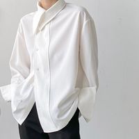 İlkbahar Yaz Kore Tarzı Benzersiz Asimetri Tasarım Gömlek Erkekler Casual Gevşek M-XXL Erkekler