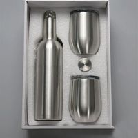 Novo 750ml Sublimação Glitter Wine Tumbler Glass Set Gift Package Garrafa de Aço Inoxidável com 2 Dois Copos 12oz Outdoor Issuled Shimmera38