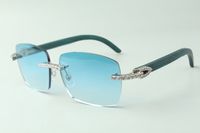 Designer interminável diamante de óculos de sol 3524025 com copos de armas de madeira de cerceta, vendas diretas, tamanho: 18-135mm