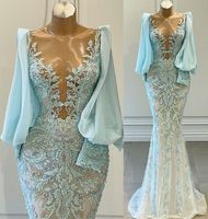 2021 Plus Size Arabic Aso Ebi Mermaid Lace Beaded Prom Dress...