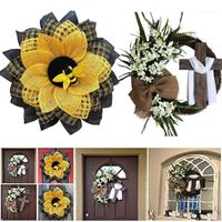 Sztuczny wieniec drzwi Wisząca Wykwintna z krzyżem imitacją Linną Wielkanocny kwiat Garland Wiszący ornament Dekoracja dla domu1