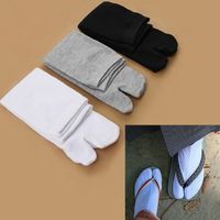 Herrensocken 1Pairs Japanische Flip Flop Sandalen geteilte Zehen Unisex zwei Finger schwarz weiß grau Kimono Ninja Geta Crew