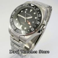 Wristwatches 43mm Sterile Black Dial GMT Mens Watches Automa...