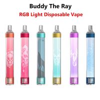Orijinal Buddy Ray Tek Kullanımlık Vape 650 Puffs RGB Işık Cihazı Elektronik Sigaralar 2.6ml PCTG 6 Renkler C104