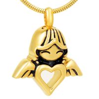 Pendant Necklaces MJD8214 Little Angle Girl Shape Keepsake Jewelry Necklace   Stainless Steel Cremation Pendants For Ash (Pendant Only)