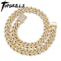 Topgrillz 12 / 14mm Miami Kubanische Kette Halskette mit Frühlingsschliege Full Euro Zirkonia Weiß / Gelb Gold Hiphop Modeschmuck G0913