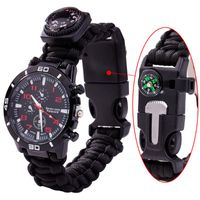 Link, Chain Multi-Function Outdoor Survival Bracelets Men Women Watch Braided Paracord Strap Compass Lifeline Rope Whistle Bangles