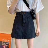 Юбки джинсовая юбка с высокой талией A-Line Детская стройная корейская версия 2021 летний стиль половины моды