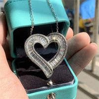 Big Heart 100% 925 Sterling Sterling Diamant Pendentif CZ Engagement Mariage Pendentifs Colliers Pour Femmes Anniversary Party Bijoux