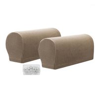 2 stks sofa armleuning cover rekbare elastische effen bank arm met vaste nagels antislip verdikte universele wasbare huishoudelijke stoelhoezen