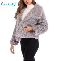 Kadın Ceketler Lisa Colly Kadınlar Faux Lambswool Ceket Ceket Sonbahar Kış Sıcak Kıllı Palto Kürkleri Dış Giyim