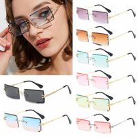 На открытом воздухе Очки Летние 2021 Модные оттенки Rimless Fashion Sunglasses Квадратные Прямоугольные Солнцезащитные Очки