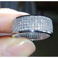 Mens Iced Out s Five Row Diamond Fashion Bling Full Crystal ...