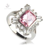 Cluster Rings SHUNXUNZE European Wedding Jewelery For Women's Clothing Accessories Pink Cubic Zirconia Rhodium Plated R331 Size 6 7 8 9