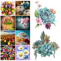 Summer Lotus 5D DIY Diamond Painting Plant Set Square Crystal Embroidery Cross Stitch Home Wall Decoration 11.8X11.8inches