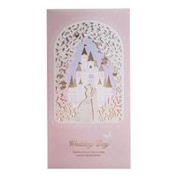Biglietti di auguri 50 pezzi 50 pezzi Wishmade Laser Cut Wedding Inviti Prince Prince nel castello Blush Shimmer Floral Invito con buste