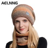 Women' s Winter Hat Keep Warm Knitted Beanies Scarf Mask...