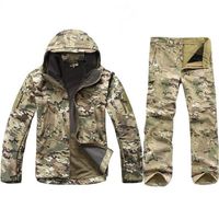 TAD Gear Tactical Softshell Camouflage Jacket Set Men Army Windbreaker Waterproof Hunting Clothes Camo Military andPants 220118