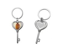 Heat Transfer Heart Shaped Key Pendant Party Favor DIY Keychain Sublimation Blank Metal Keychains Decorative Keyring GWA11862